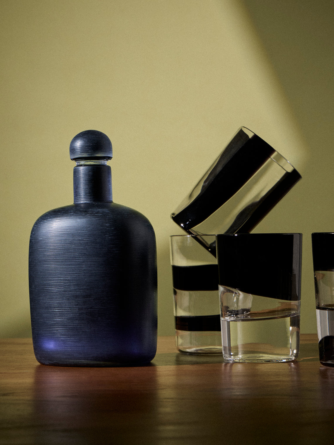 Venini - 1956 Paolo Venini Incise Hand-Blown Murano Glass Bottle - Blue - ABASK