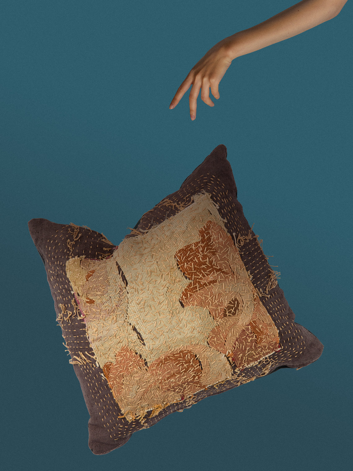 By Walid - 17th-Century Flemish Verdure Tapestry Linen Cushion (16in/41cm) - Multiple - ABASK