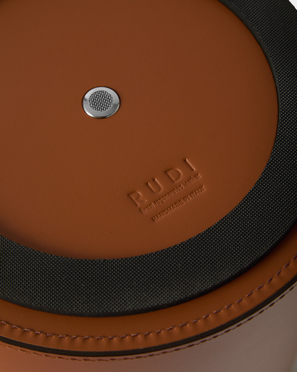 RUDI - Perry Leather Lidded Wastepaper Bin - Brown - ABASK