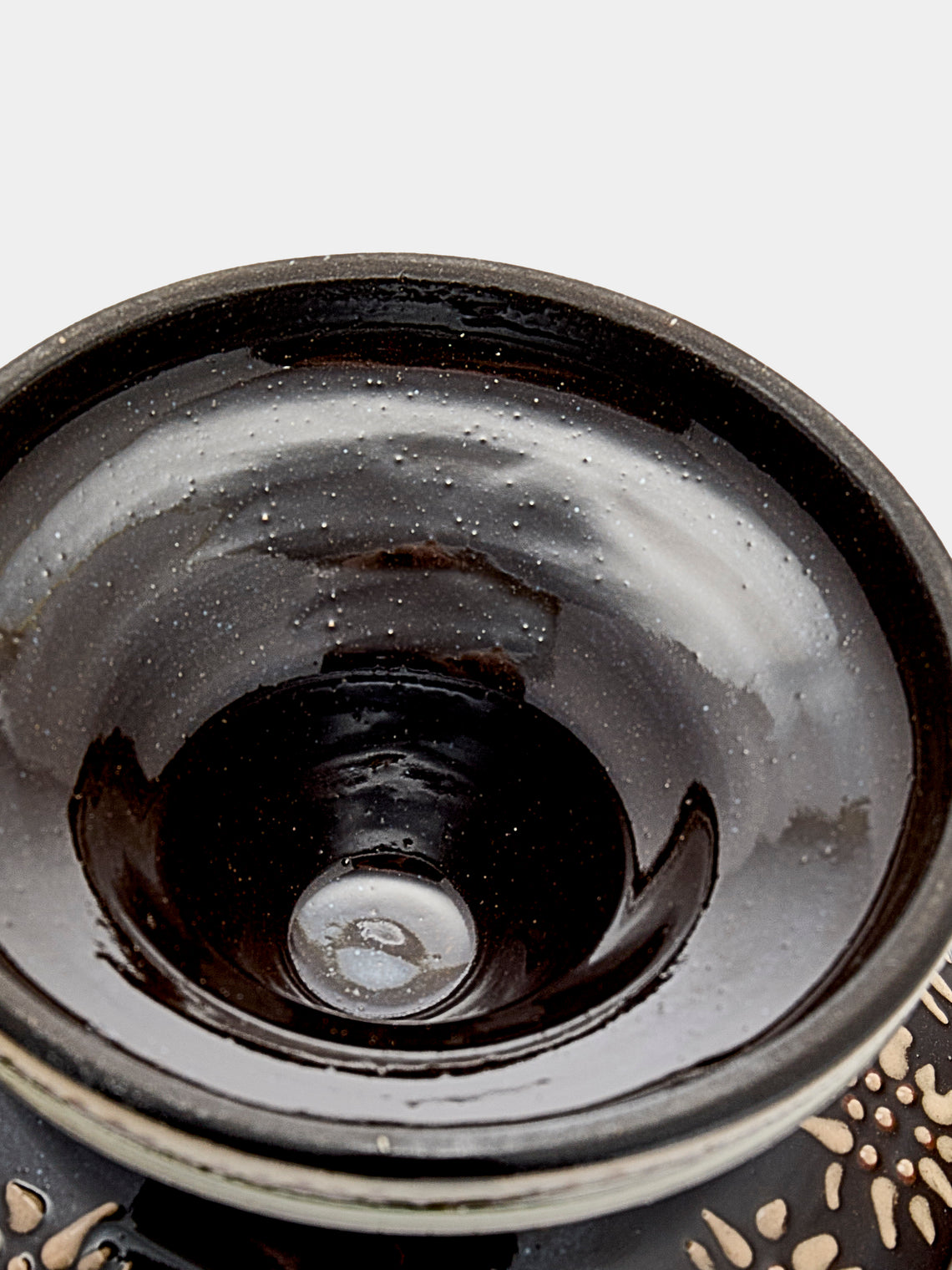 Poterie d’Évires - Flowers Hand-Painted Ceramic Small Raised Bowl - Dark brown - ABASK