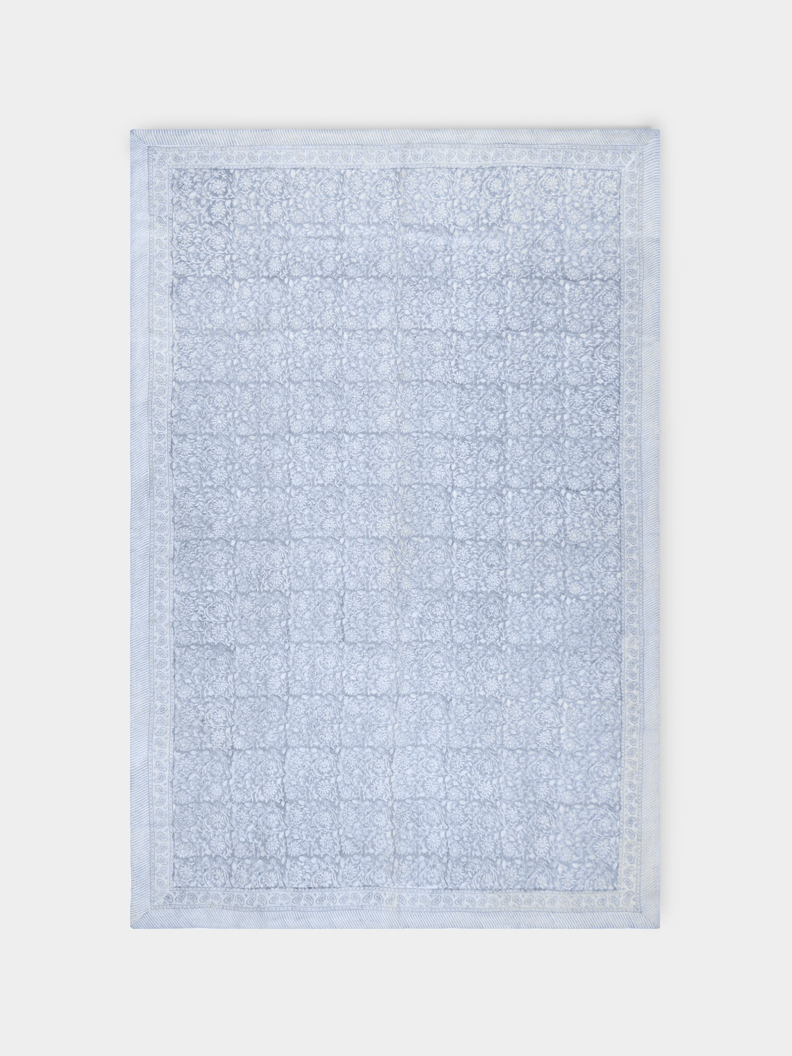 Margerita Block-Printed Linen Rectangular Tablecloth (90.5in/2.3m)