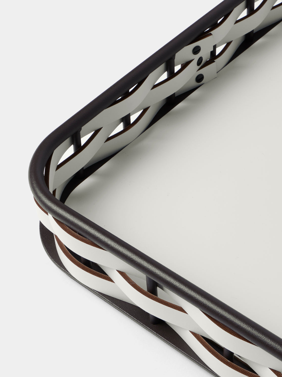 RUDI - Nassa Leather Tray (24in/60.5cm) - White - ABASK