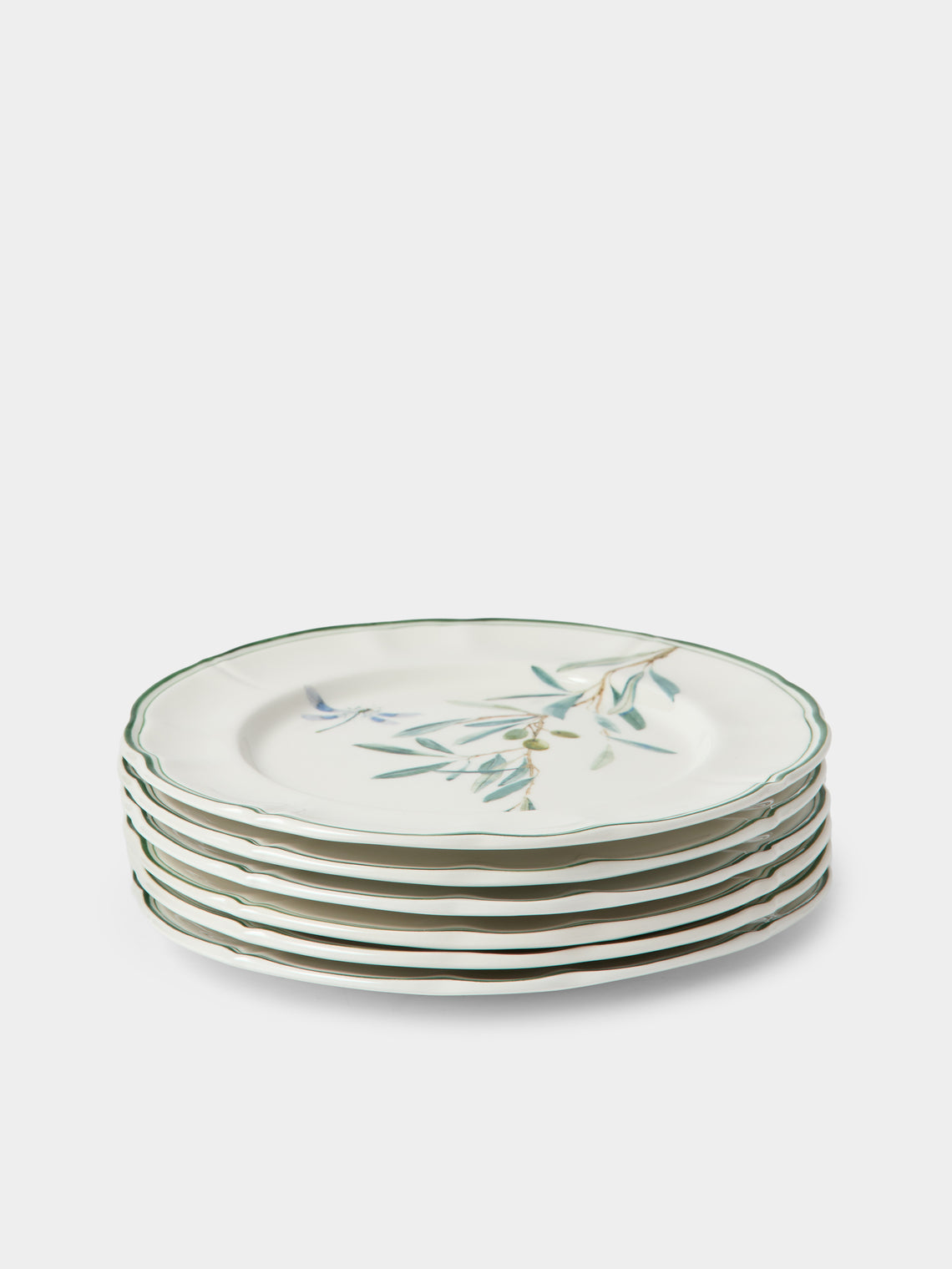 Laboratorio Paravicini - | Set of 6 | Ulivi Ceramic Dessert / Salad Plates (9in/23cm) - Green - ABASK
