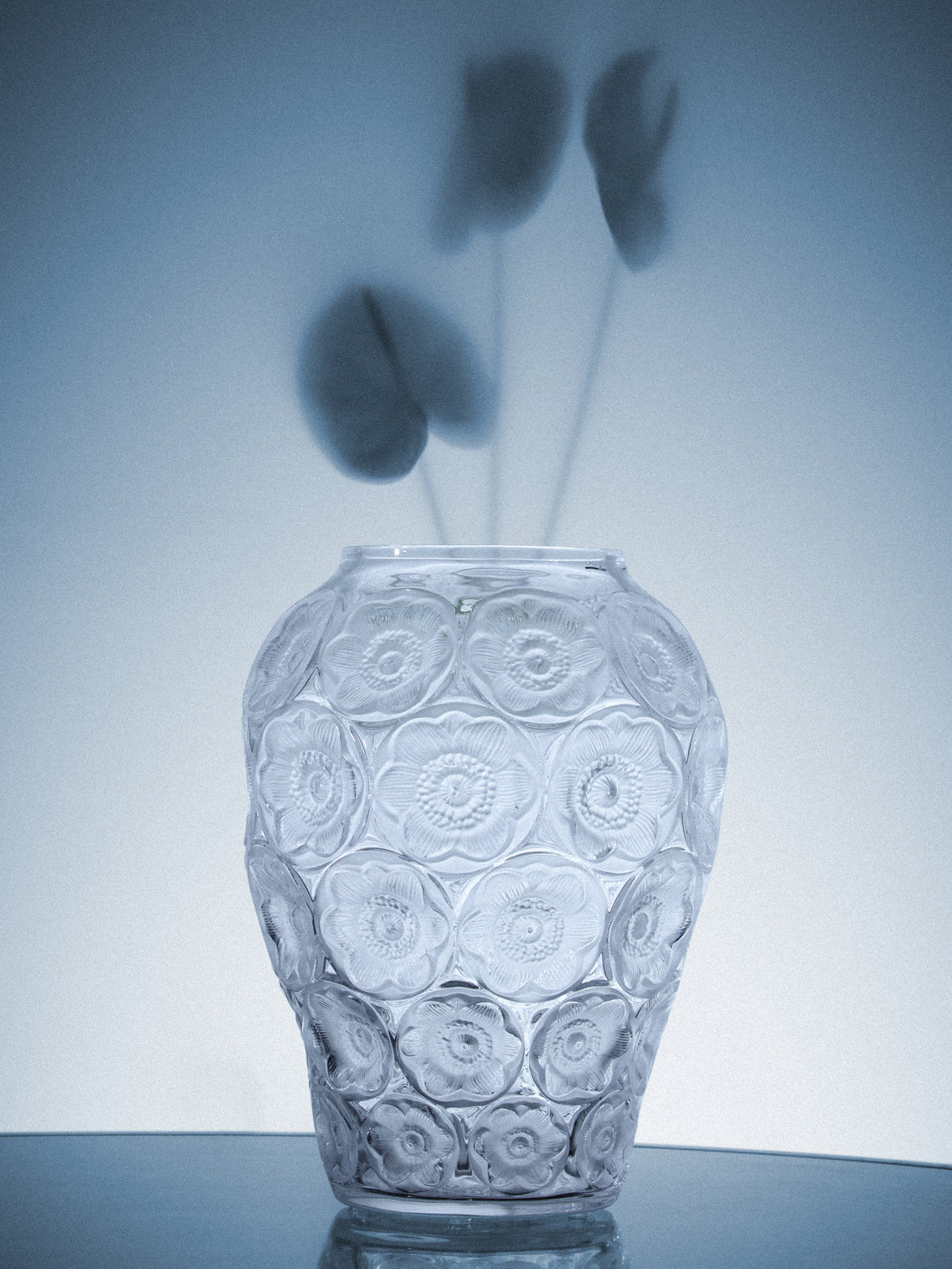 Lalique - Papillons Crystal Vase (13in/33cm) - Clear - ABASK