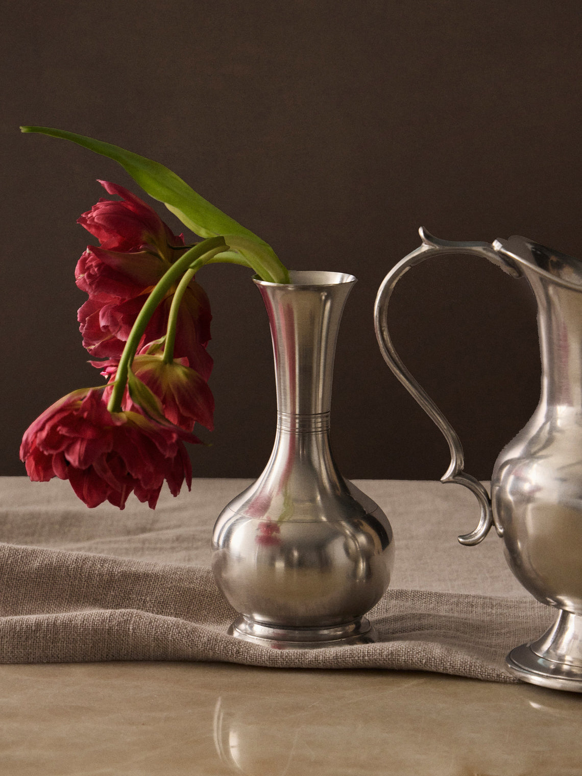 Cosi Tabellini - Pewter Bud Vase (7in/18cm) - Silver - ABASK