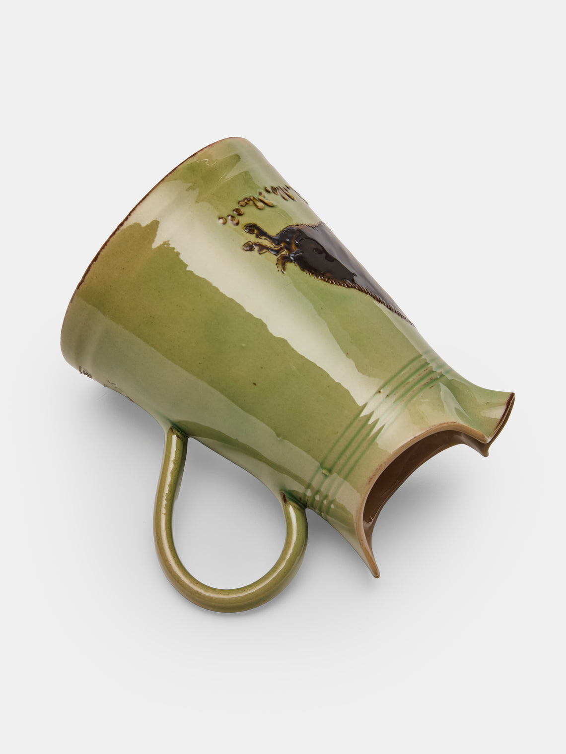 Poterie d’Évires - Boars Hand-Painted Ceramic Petite Milk Jug - Green - ABASK