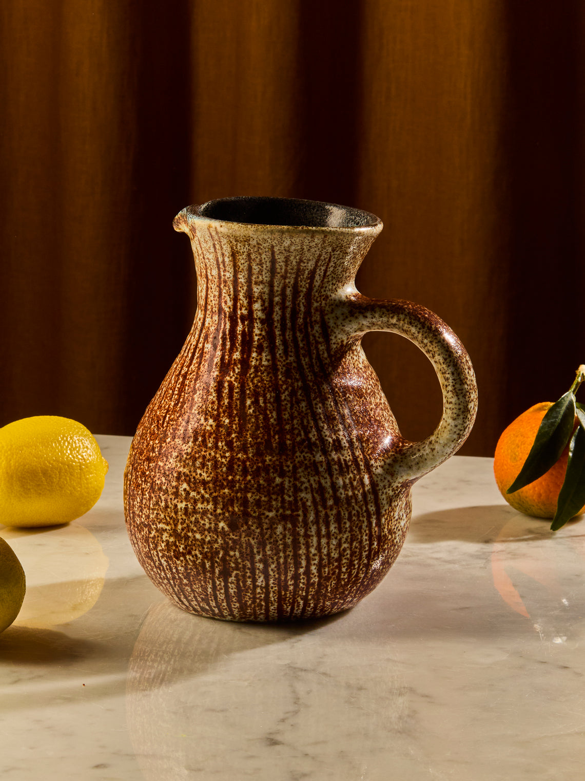 Antique and Vintage - Mid-Century Accolay Ceramic Jug - Brown - ABASK