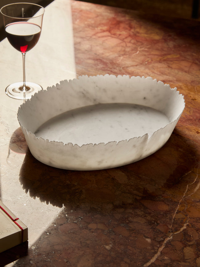 Bufalini - Drap Marble Bowl - White - ABASK