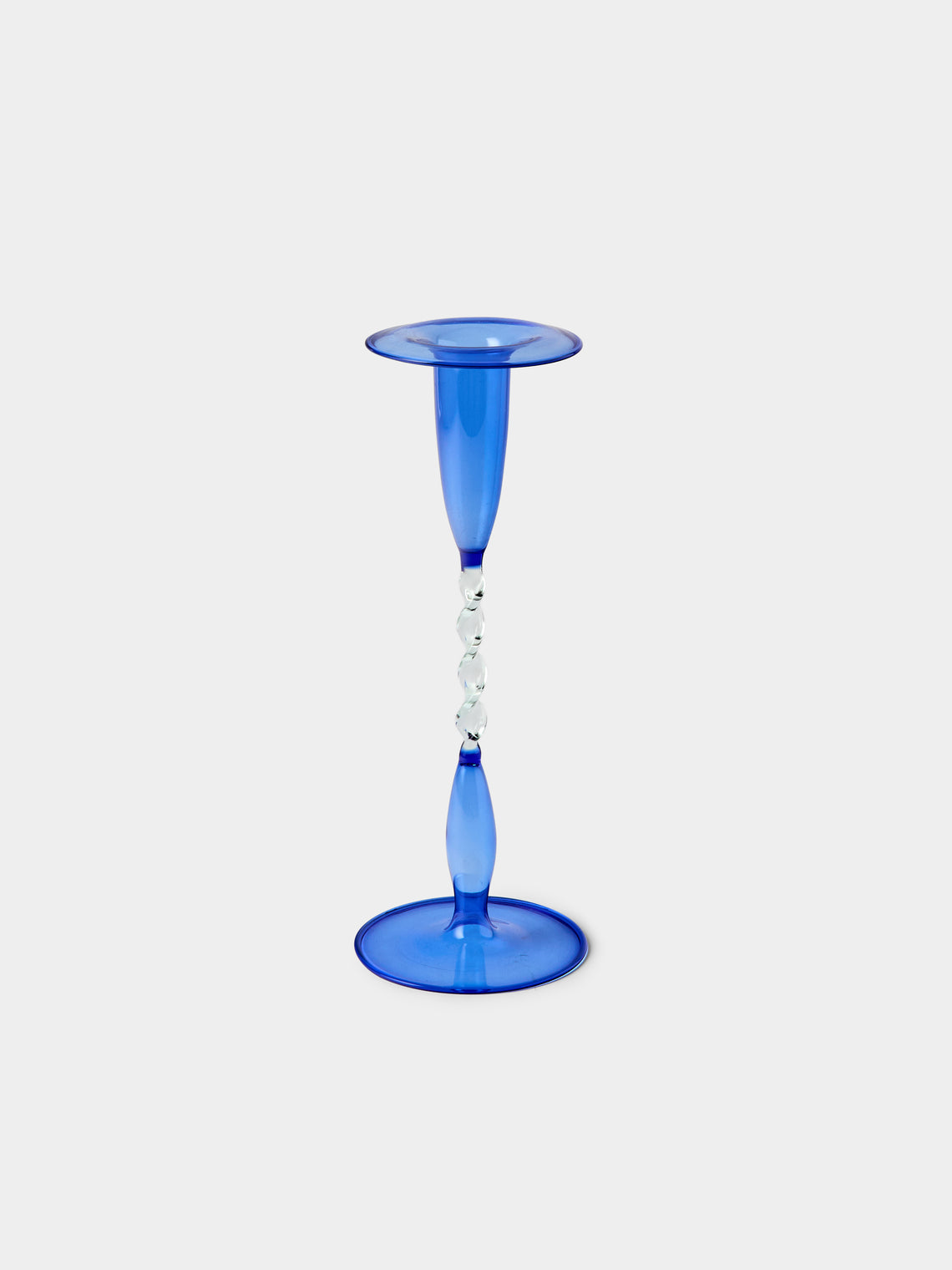 Antique and Vintage - Mid-Century Glass Candle Holders (Set of 3) - Blue - ABASK