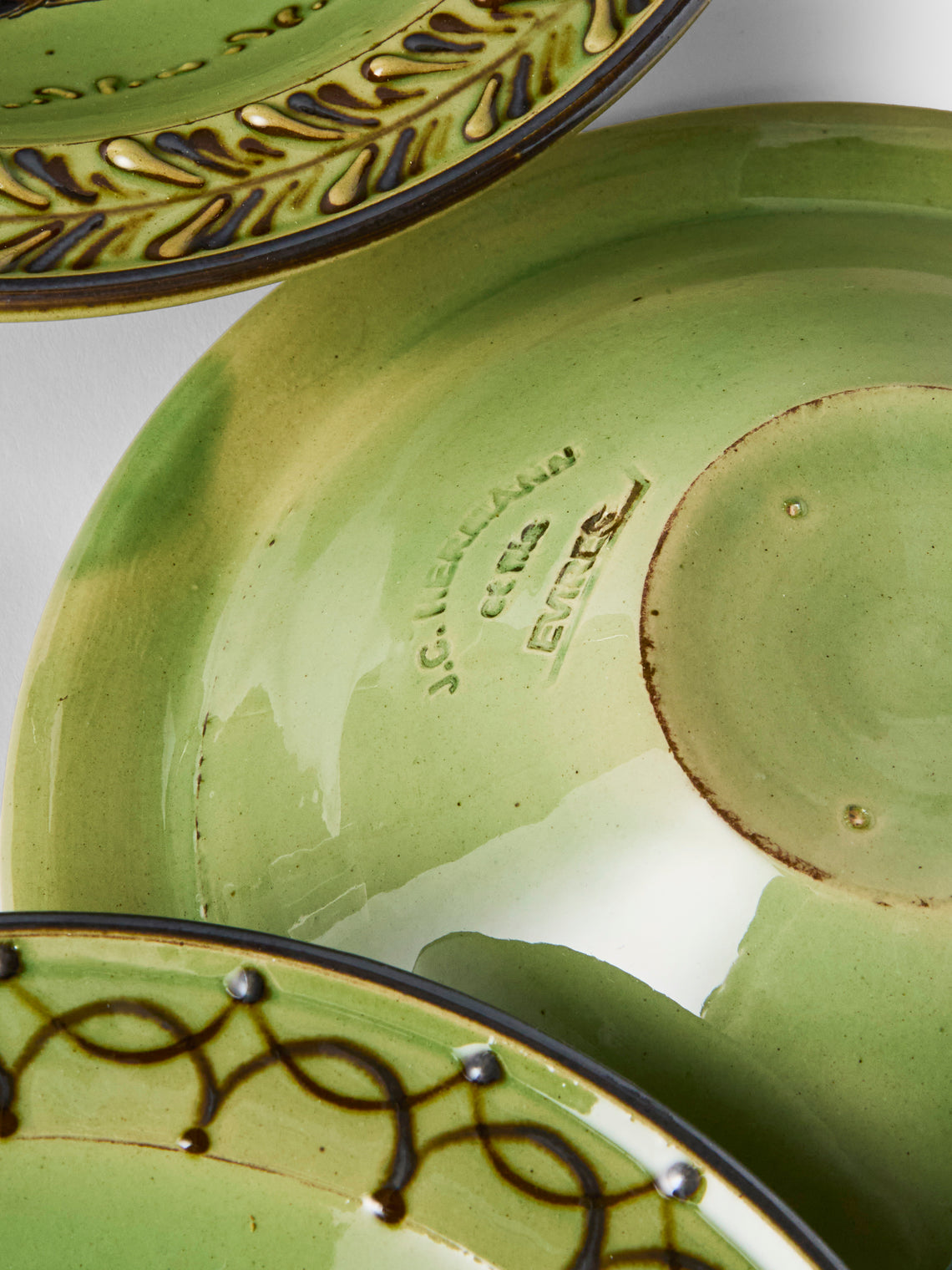 Poterie d’Évires - Animals Hand-Painted Ceramic Breakfast Bowls (Set of 4) - Green - ABASK