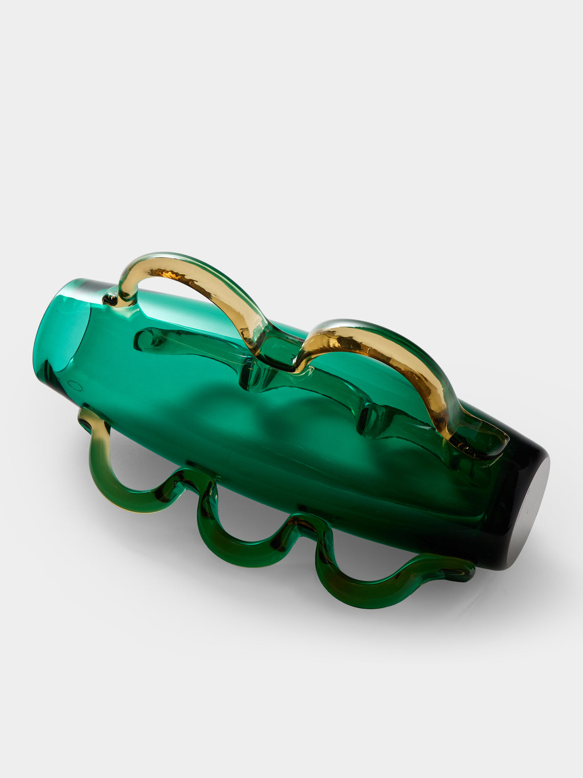 Antique and Vintage - 1990s Alessandro Mendini for Venini Glass Vase (14in/36cm) - Green - ABASK