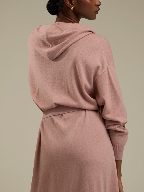 Ryan Roche - Cashmere Hooded Robe - Pink - ABASK