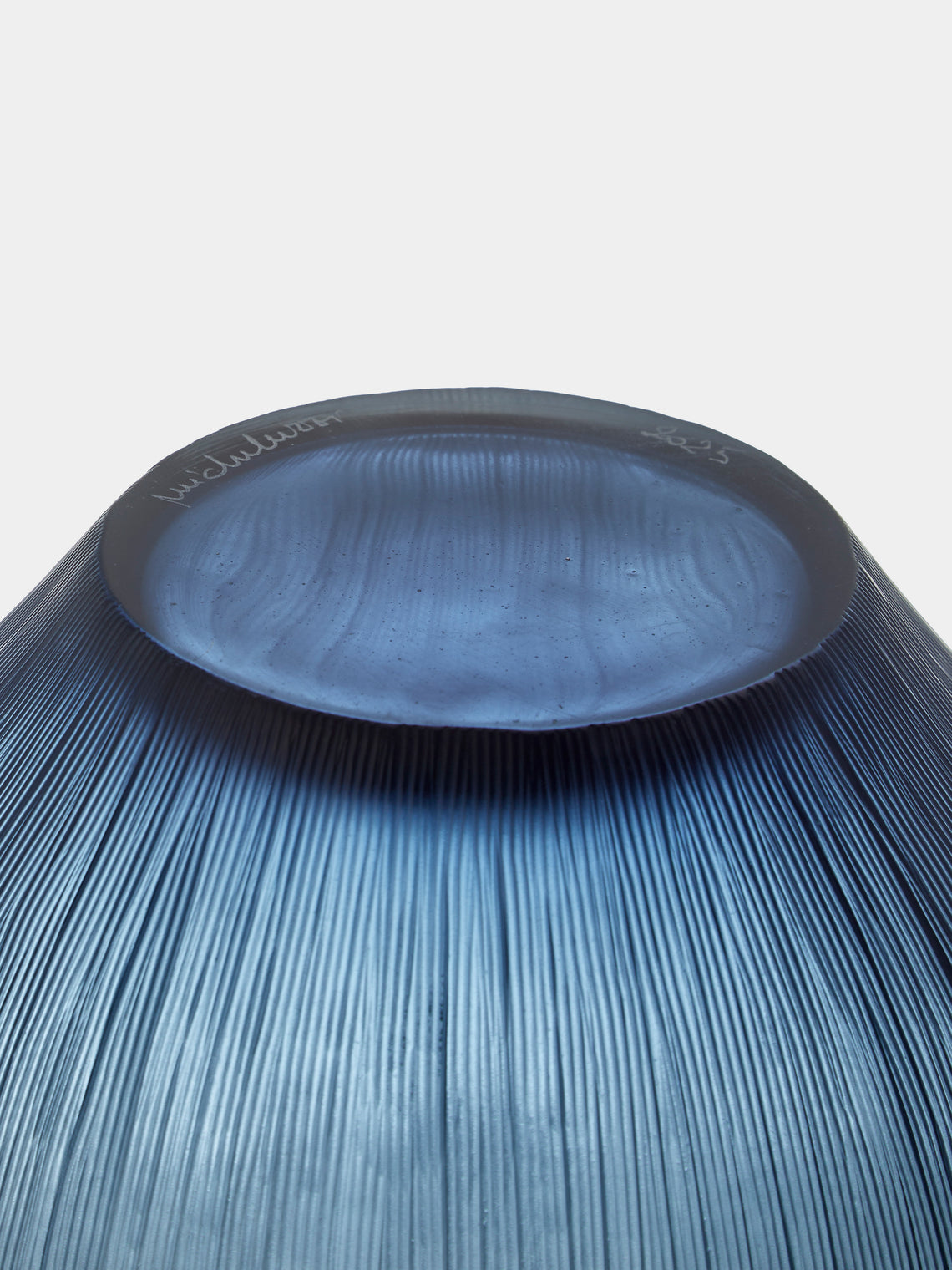 Micheluzzi Glass - Goccia Oceano Millerighe Hand-Blown Murano Glass Vase (8in/20cm) - Blue - ABASK