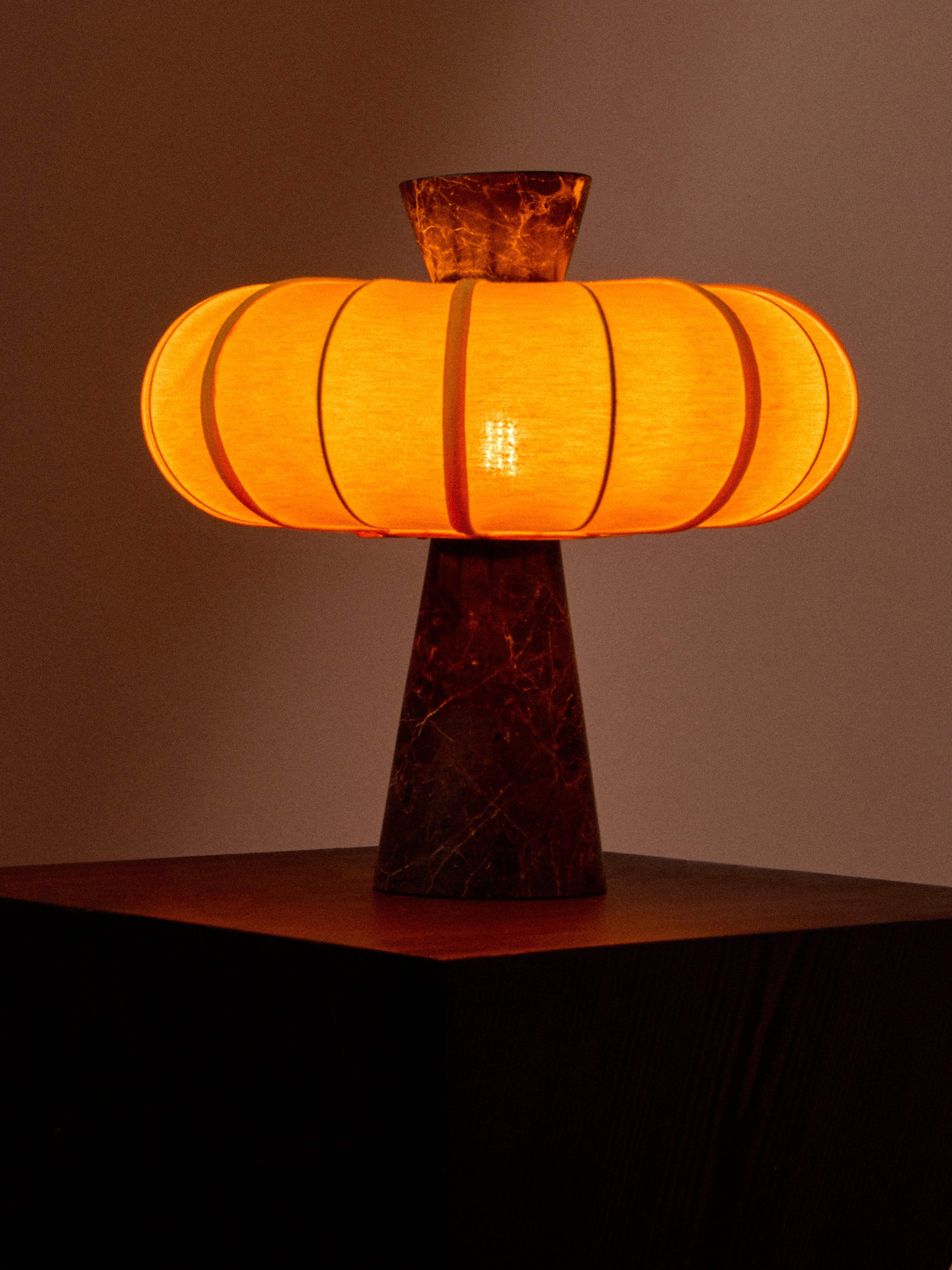 Brown Andorra Art Deco Stone and Fabric Table Lamp by Zavadski | ABASK