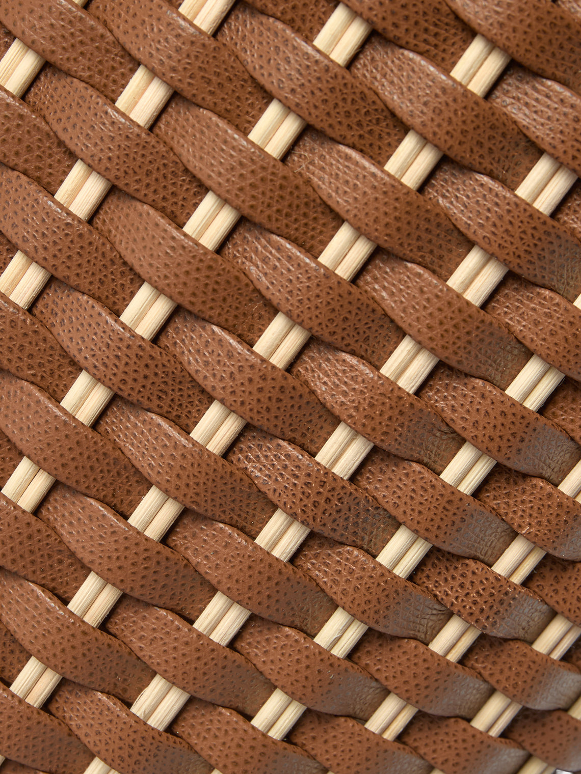 Pigment France - Monet Leather and Rattan Storage Basket - Brown - ABASK