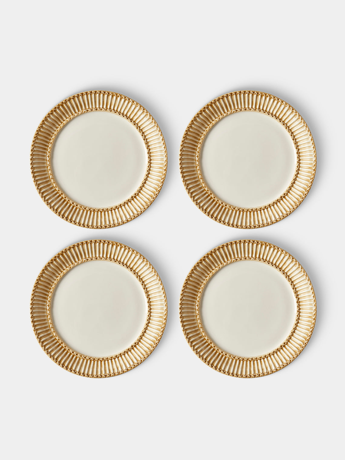 Tessalume Ceramiche - Wicker Hand-Painted Ceramic Dinner Plates (Set of 4) - White - ABASK 