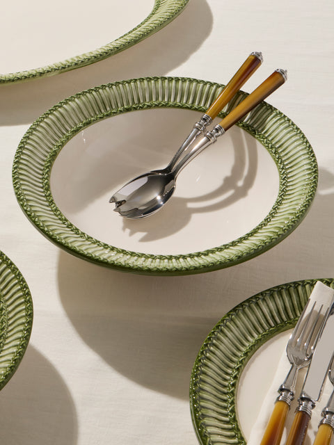 Tessalume Ceramiche - Wicker Hand-Painted Ceramic Large Salad Bowl - Light Green - ABASK