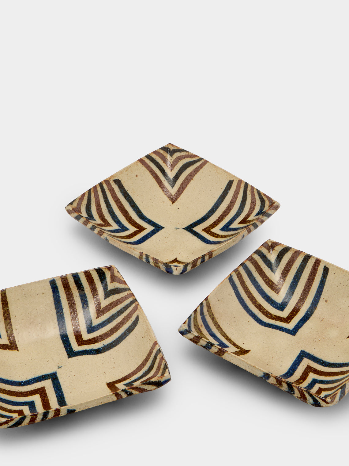Makidani-gama - No. 1 Nerikomi Ceramic Square Plates – 6.5in/17cm (Set of 5) - Multiple - ABASK