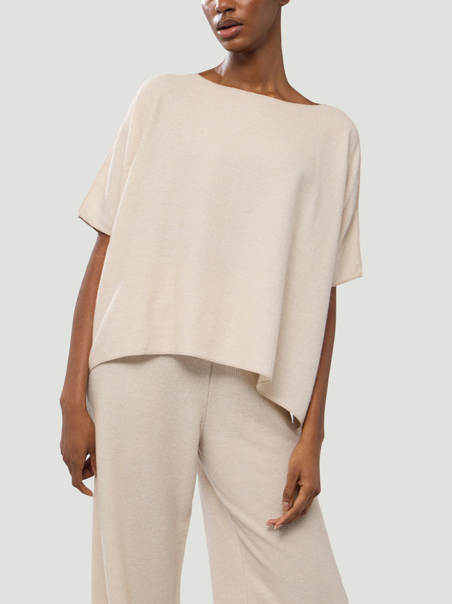 Dusan - Easy Cashmere T-Shirt | One Size - Cream - ABASK