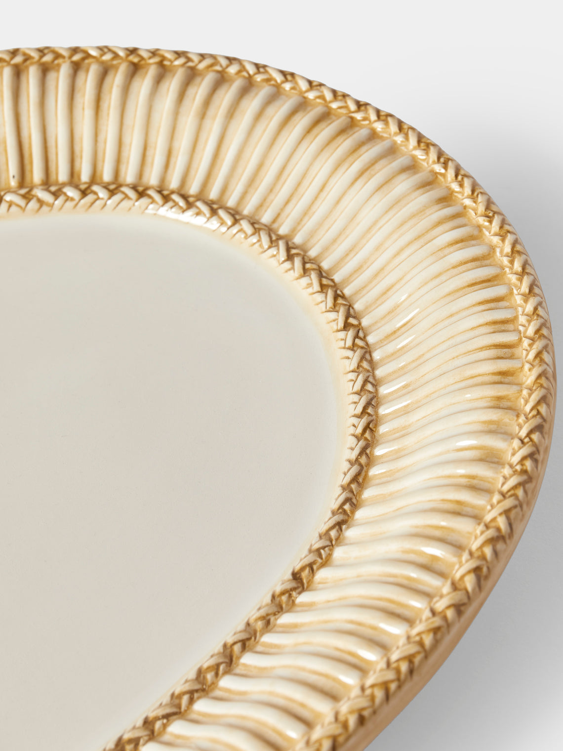 Tessalume Ceramiche - Wicker Hand-Painted Ceramic Oval Platter - White - ABASK