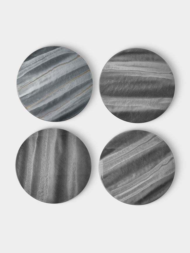 MAAR Design - | Set of 4 | Cenere Hand-Painted Lacquered Placemats - Gray - ABASK - 