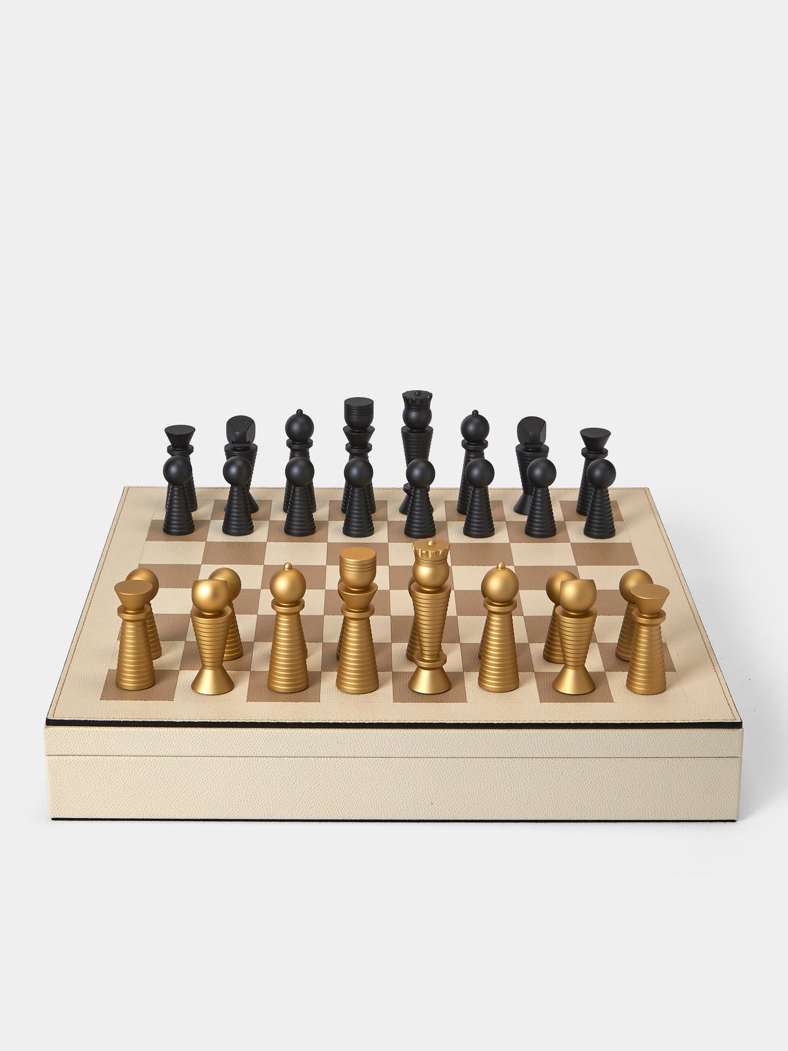 Pinetti - Leather Chess and Checkers Set - Cream - ABASK - 