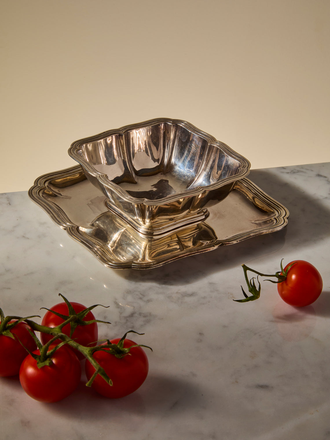 Antique and Vintage - 1920s Minerve Solid Silver Saucier with Platter - Silver - ABASK