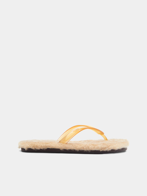 Ancient Greek Sandals - Shearling Saionara Slippers | Size: 36 - Cream - ABASK - 