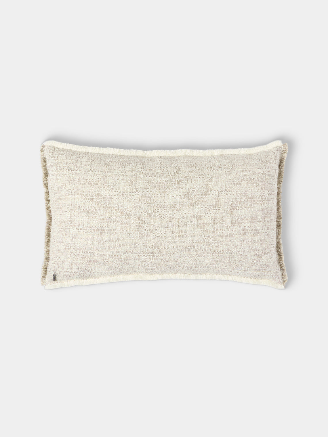 de Le Cuona - Limestone Linen Fringed Cushion (23.5in/60cm) - Gray - ABASK