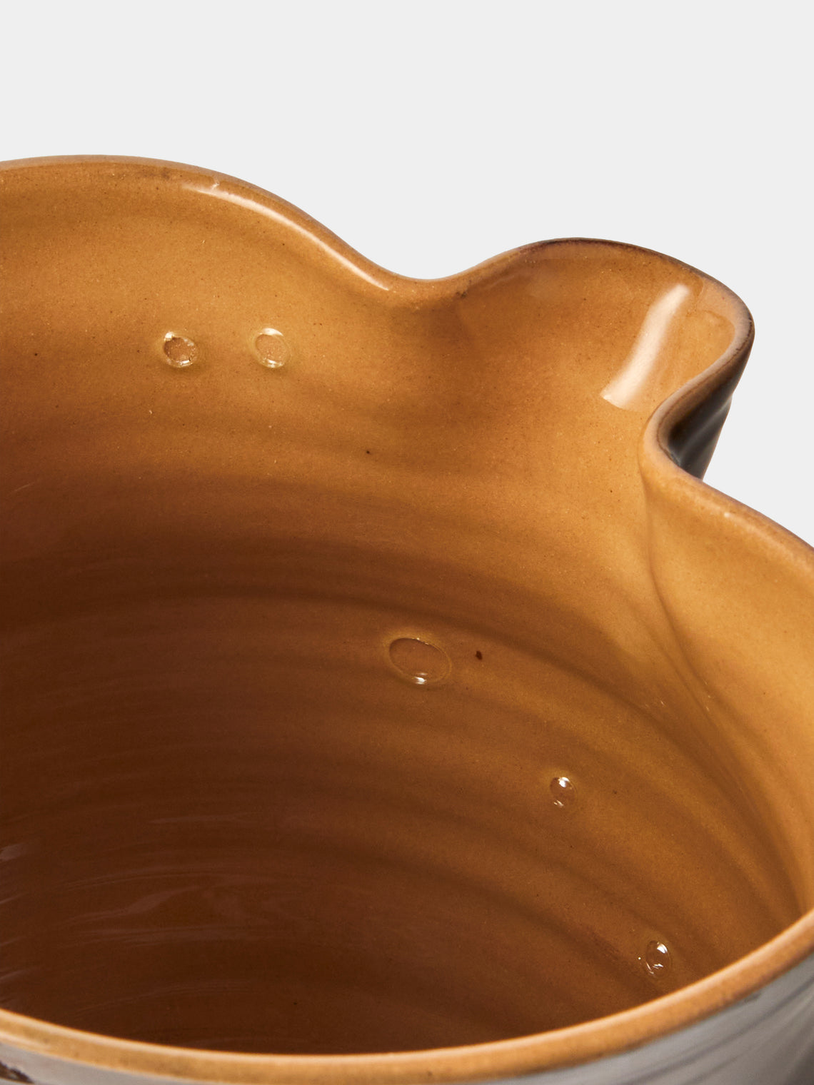 Poterie d’Évires - Flowers Hand-Painted Ceramic Medium Jug - Dark Brown - ABASK