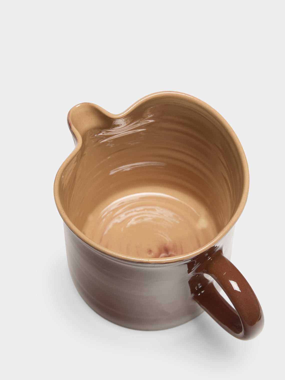 Poterie d’Évires - Birds Hand-Painted Ceramic Straight-Edge Jug (34oz/1L) - Light brown - ABASK