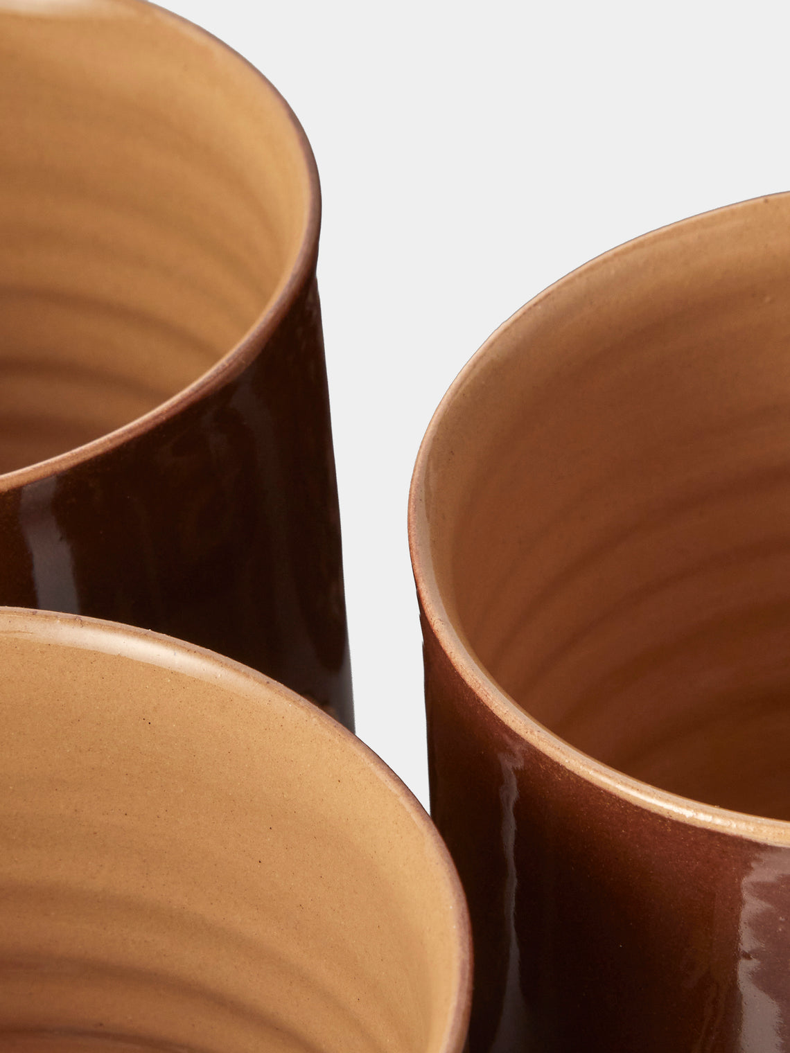 Poterie d’Évires - Animals Hand-Painted Ceramic Mugs (Set of 4) - Light Brown - ABASK