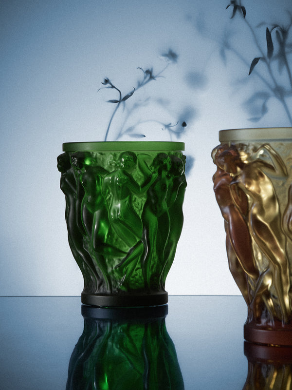 Lalique - Bacchantes Crystal Vase (9.5in/24.5cm) - Green - ABASK