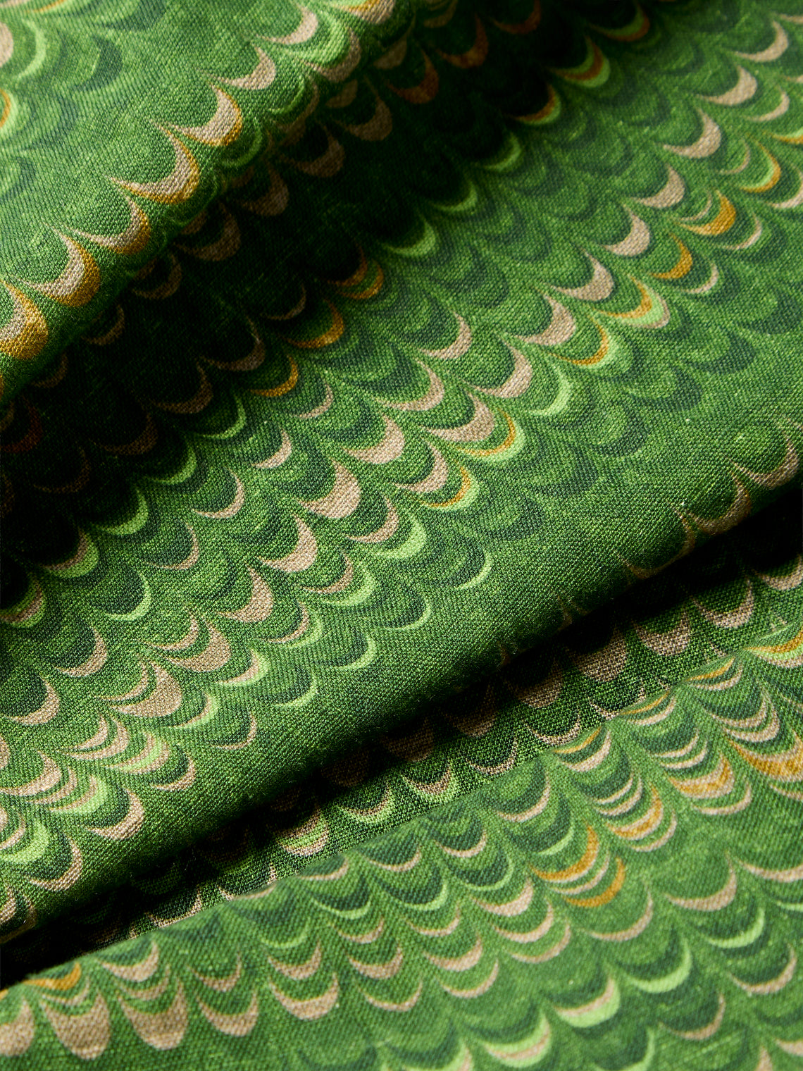 D'Ascoli - Niniane Printed Linen Round Tablecloth (118in/3m) - Green - ABASK