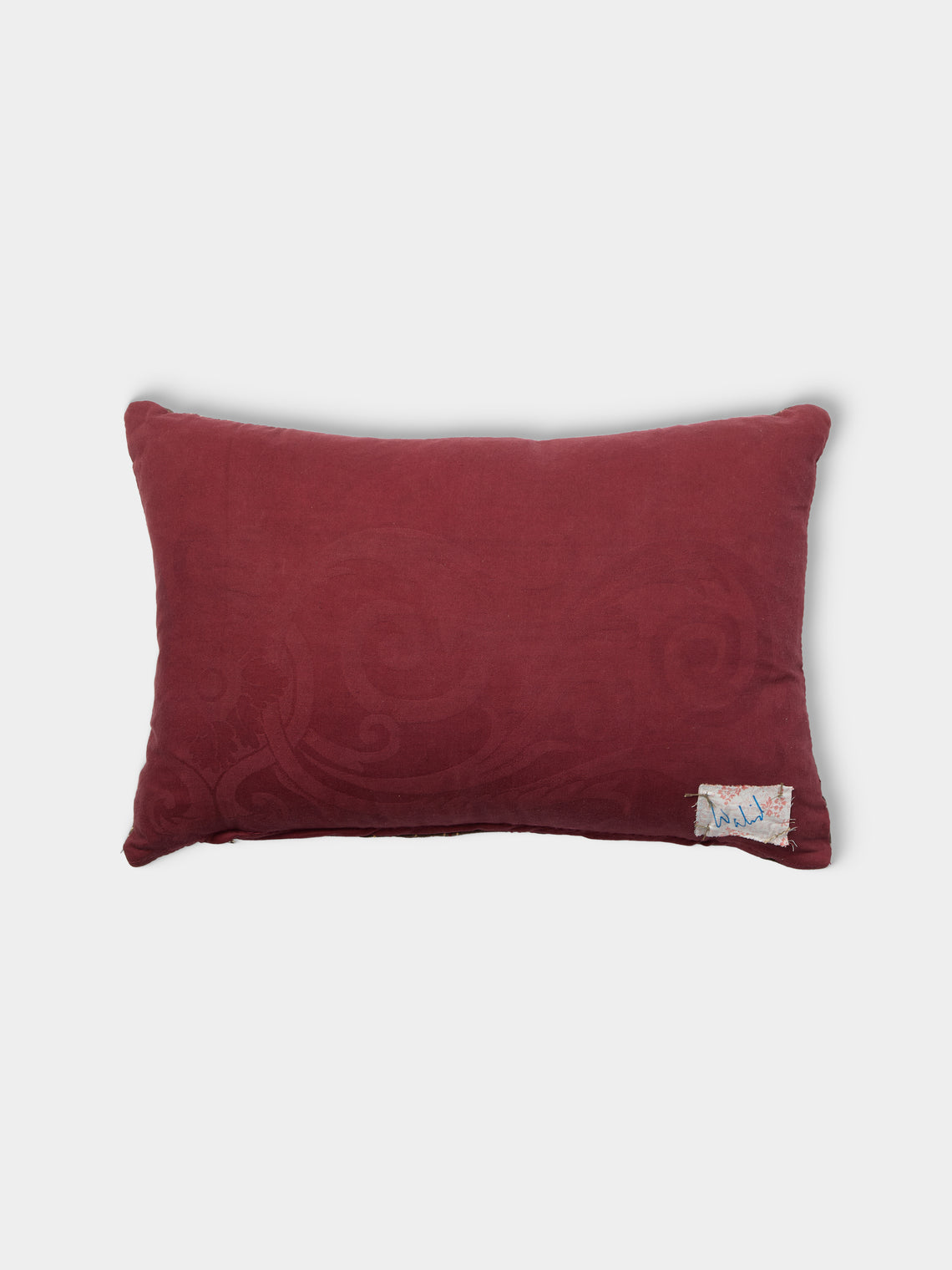 By Walid - 19th-Century Victorian Needlepoint Wool, Linen and Damask Cushion (19.5in/50cm) - Multiple - ABASK