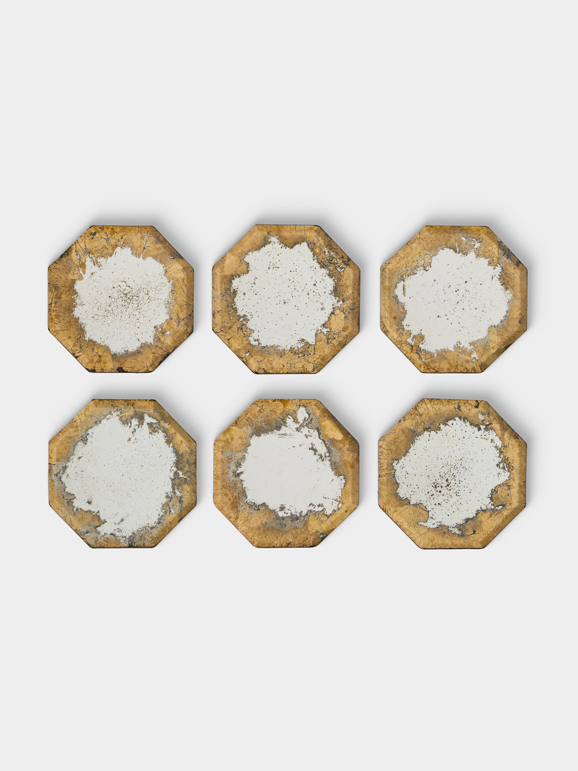 Borgo delle Tovaglie - Octo Mirrored Glass Coasters (Set of 6) - Silver - ABASK - 