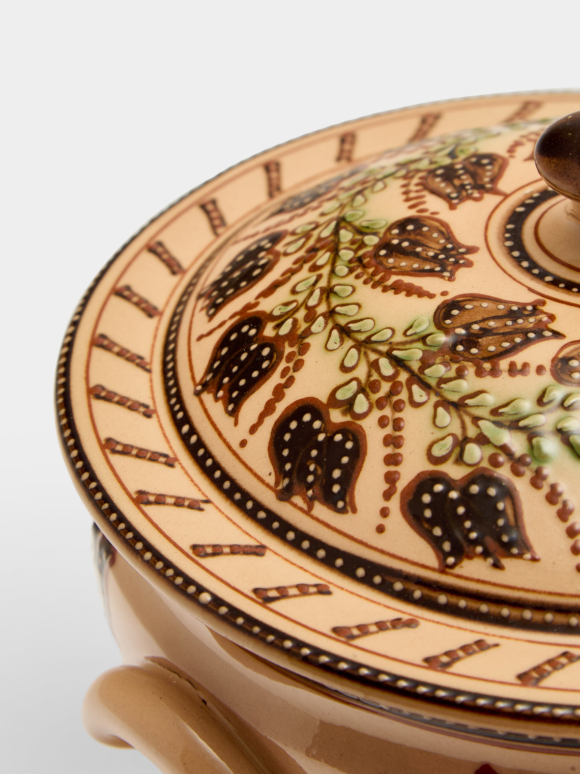 Poterie d’Évires - Flowers Hand-Painted Ceramic Lidded Vegetable Dish - Cream - ABASK