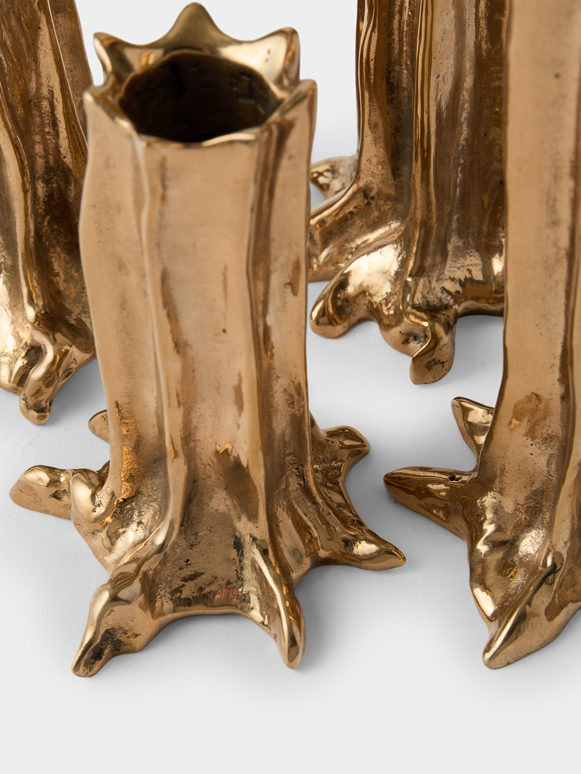 Studio Palatin - | Set of 4 | Arbor Bronze Candlesticks - Brown - ABASK