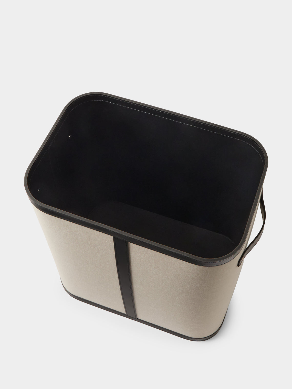 Pinetti - Penelope Leather and Canvas Lidded Laundry Basket - Black - ABASK