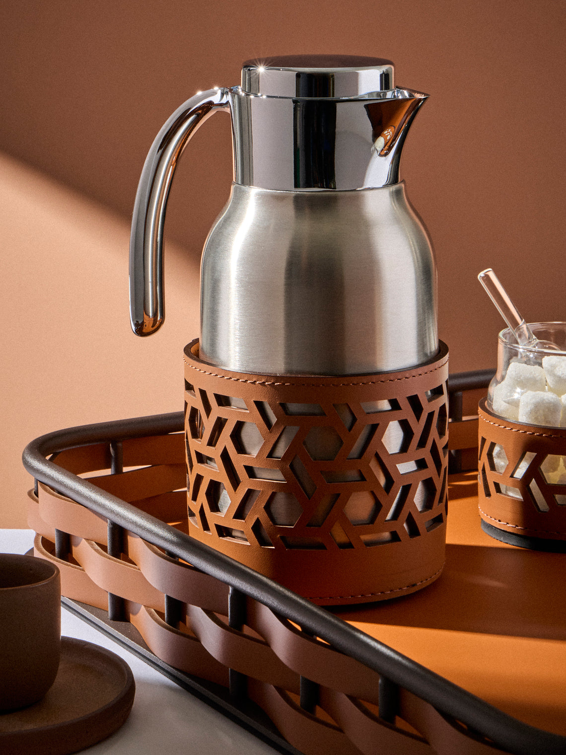 RUDI - Gemma Glass and Stainless Steel Carafe (20oz/0.6L) - Tan - ABASK