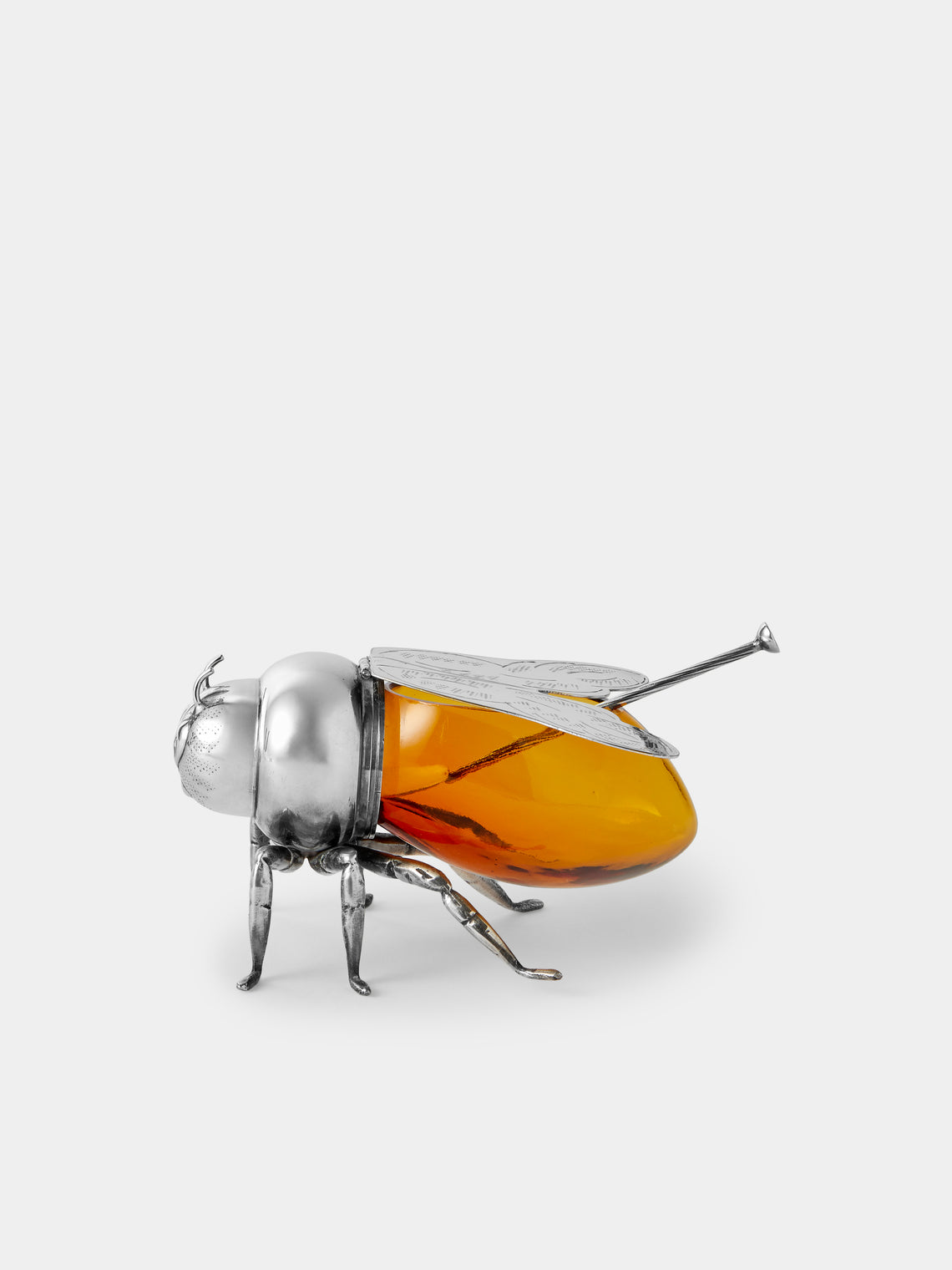 Antique and Vintage - 1960s Silver-Plated Bee Honey Pot - Silver - ABASK - 