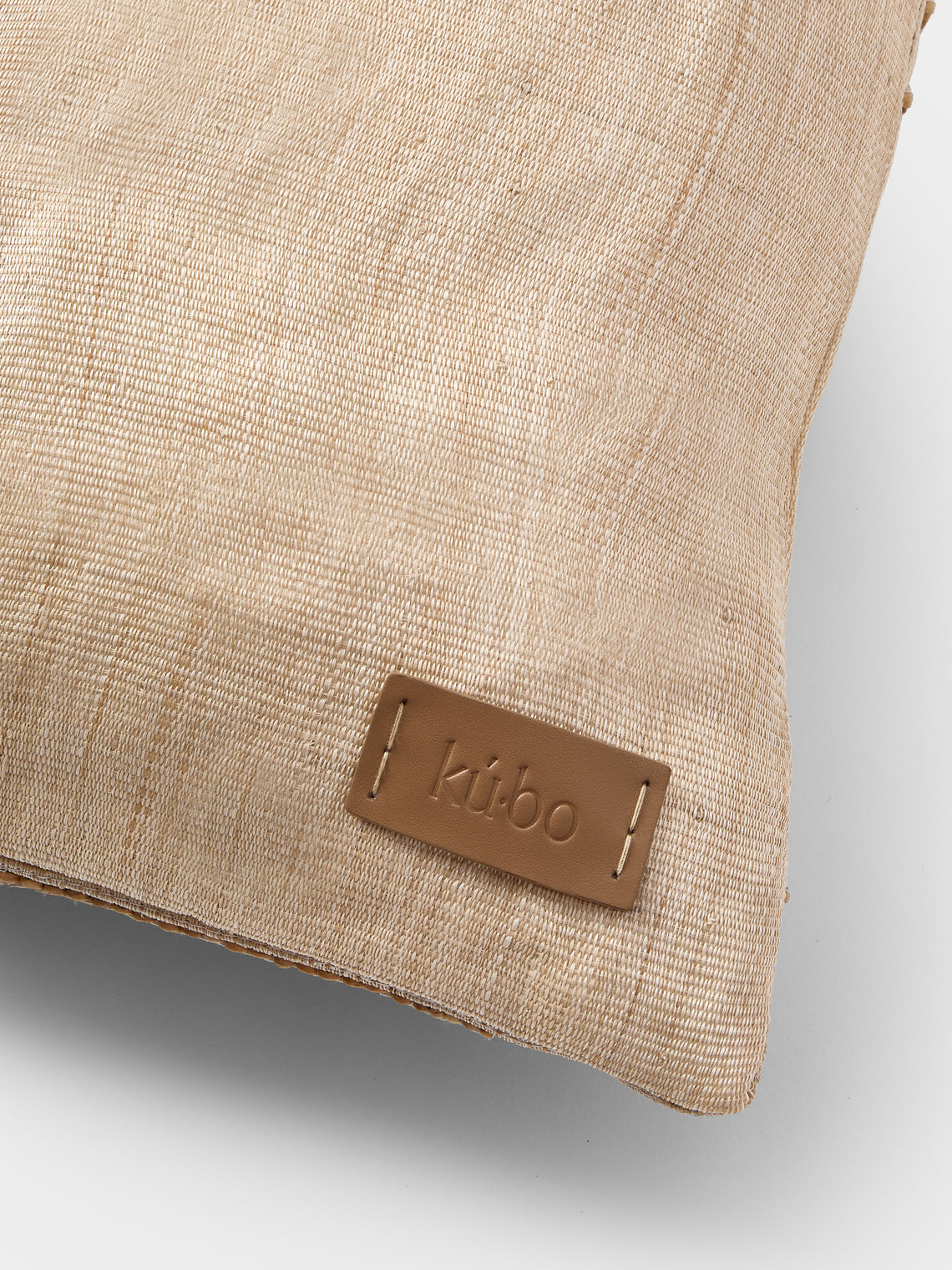 Kubo Curated - Wave Beaded T'nalak Cloth Cushion (17.5in/45cm) - Beige - ABASK
