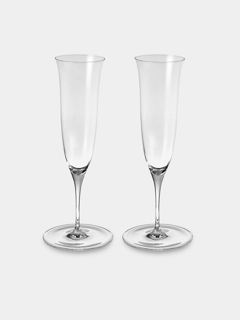 Lobmeyr - | Set of 2| Patrician Crystal Champagne Flutes - Clear - ABASK 