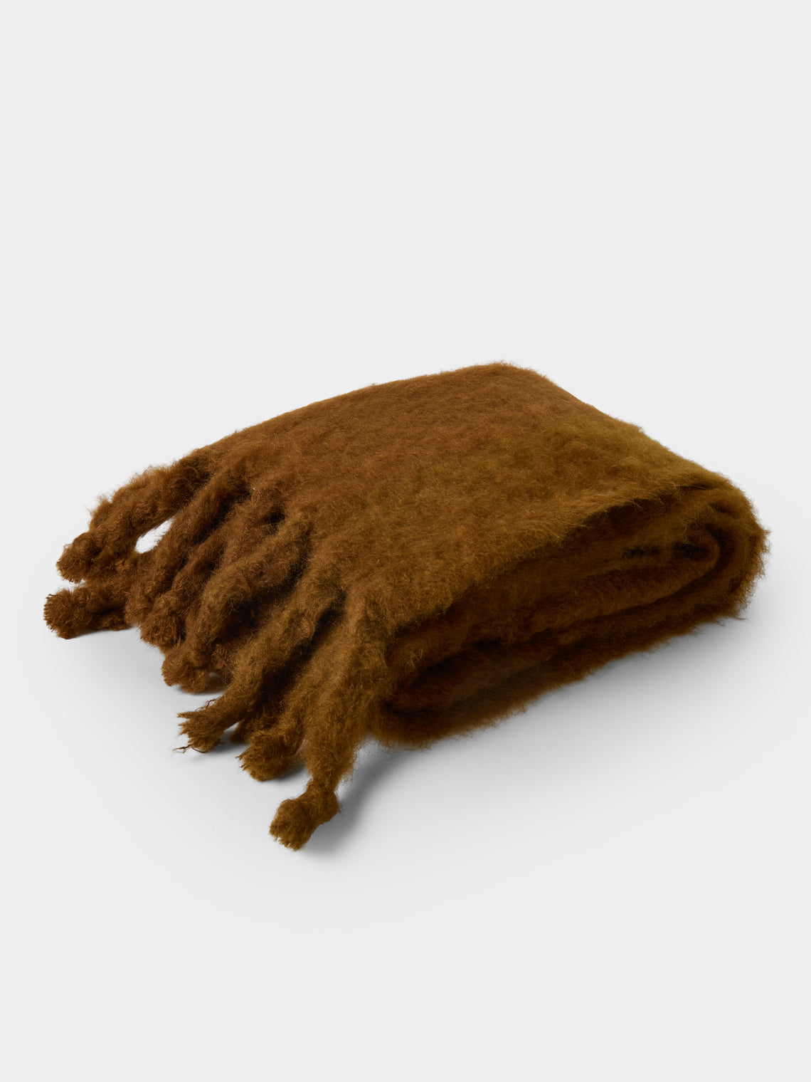 The Wren - Brume Handwoven Mohair and Wool Throw (76.5in/1.95m) - Brown - ABASK