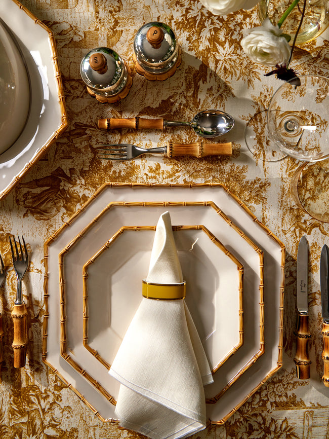 Verdolini - Bamboo Hand-Painted Ceramic Starter / Dessert Plate (8in/21cm) - White - ABASK