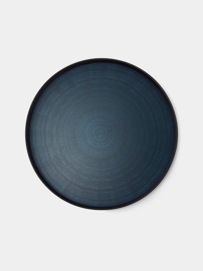 Mori Kougei - Rays Indigo-Dyed Wood Round Tray (11in/28cm) - Blue - ABASK - 