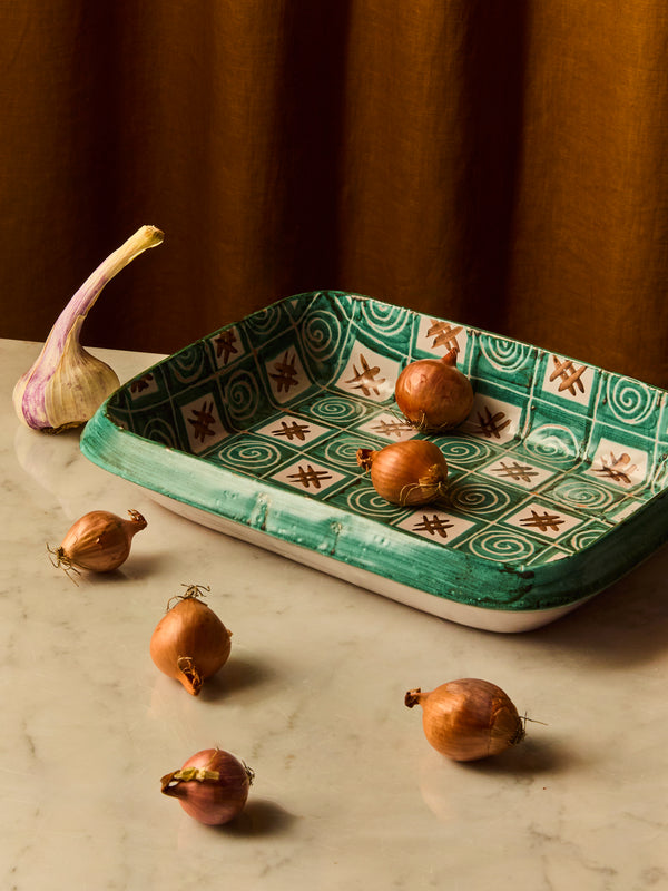 Antique and Vintage - Mid-Century Robert Picault Serving Dish - Green - ABASK