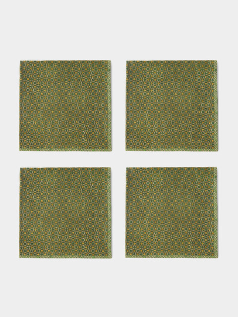 D'Ascoli - | Set of 4 | Prosperine Printed Napkins - Green - ABASK - 