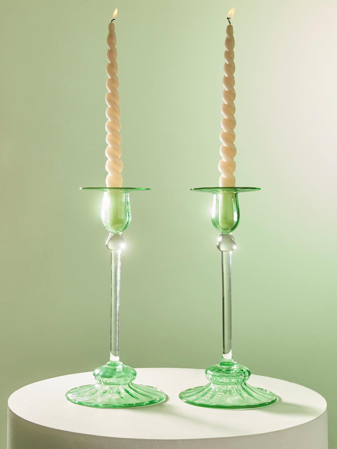 Antique and Vintage - 1920s Frederick Carder for Steuben Glass Candlesticks (Set of 2) -  - ABASK