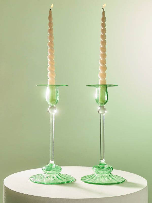 Antique and Vintage - 1920s Frederick Carder for Steuben Glass Candlesticks (Set of 2) -  - ABASK